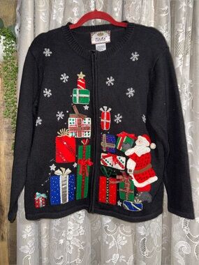 Vintage Tiara International 2002 Christmas Cardigan Sweater Medium